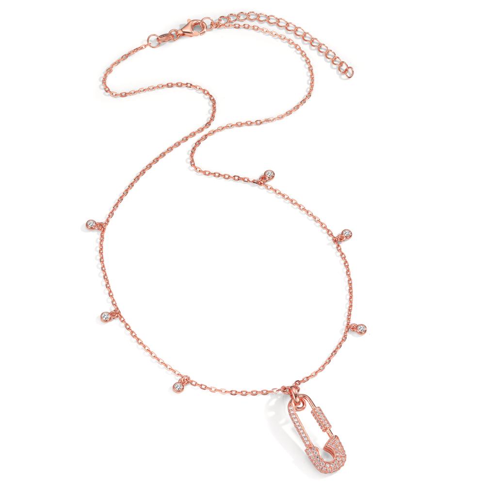 Collana Argento Zirconia rosa dorato PIN di sicurezza 40-45 cm