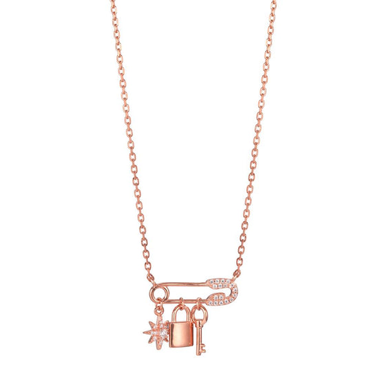 Collana Argento Zirconia rosa dorato 40-45 cm