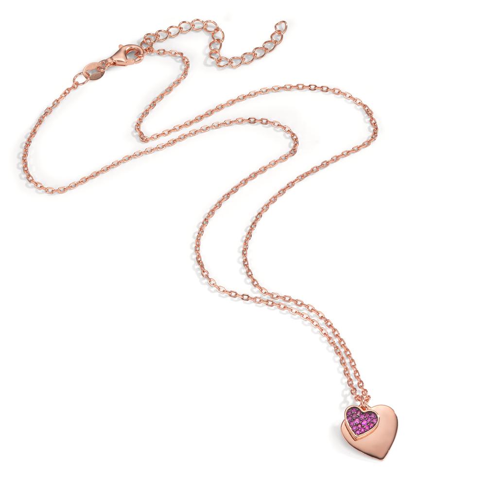 Collana Argento Zirconia rosa rosa dorato Cuore 40-45 cm