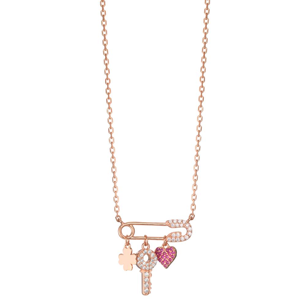 Collana Argento Zirconia rosa dorato 40-45 cm