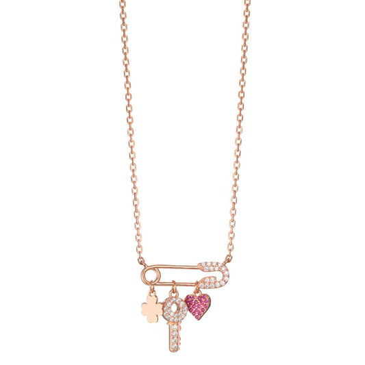 Collana Argento Zirconia rosa dorato 40-45 cm