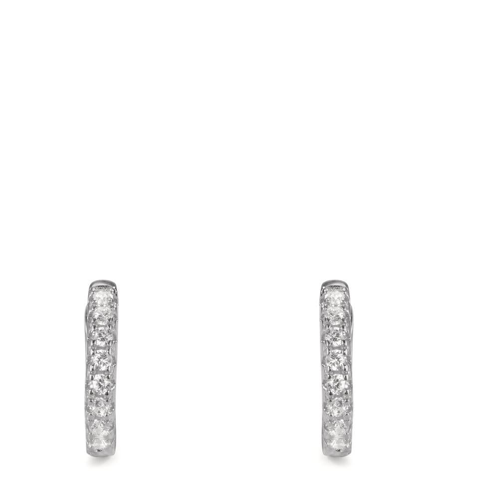 Orecchini circolari Argento Zirconia 16 pietra rodiato