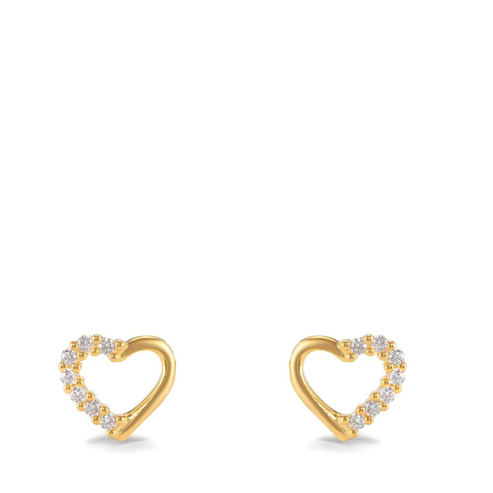 Orecchini a bottone Argento Zirconia 14 pietra giallo dorato Cuore Ø7.5 mm