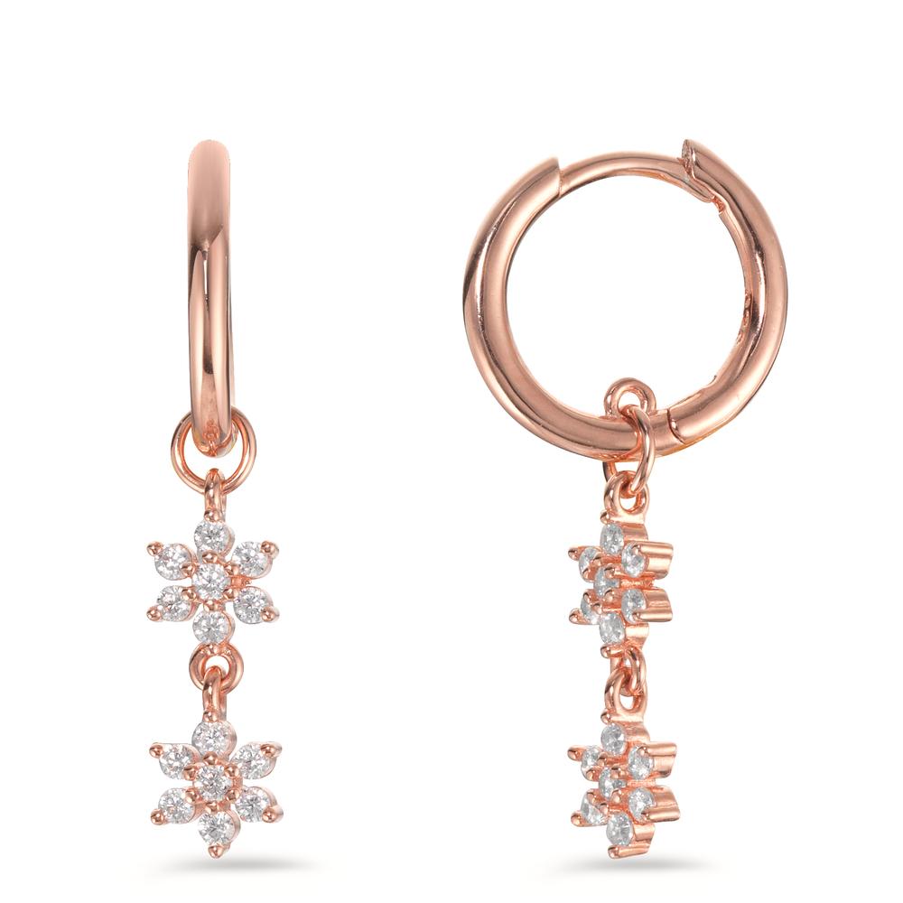 Orecchini circolari Argento Zirconia rosa dorato Fiore