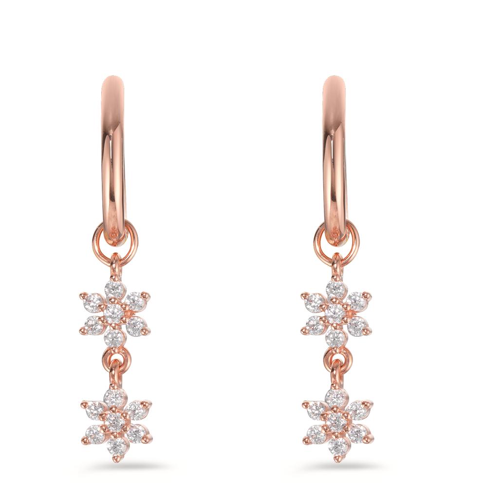 Orecchini circolari Argento Zirconia rosa dorato Fiore