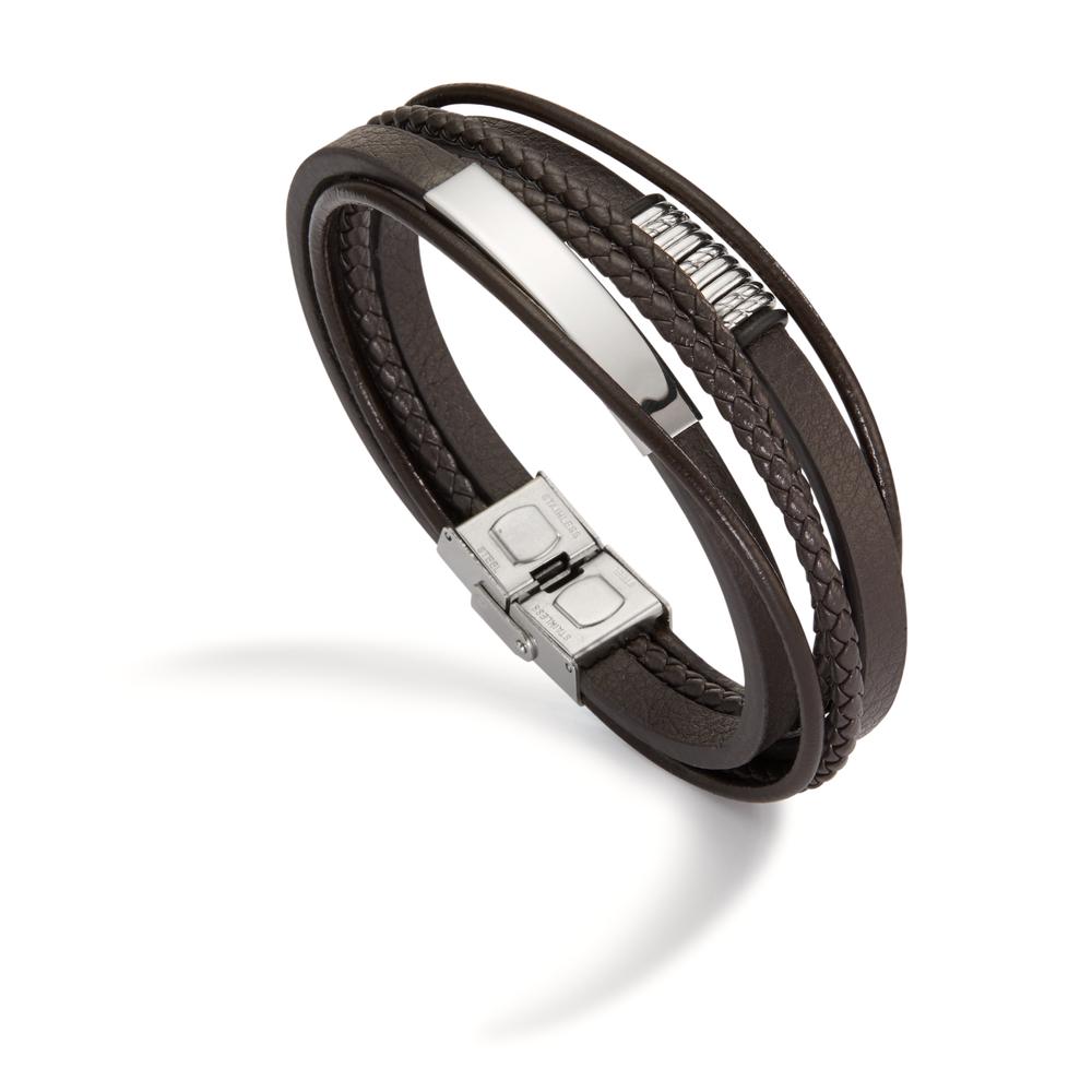 Bracciale Acciaio inossidabile, Pelle 21.5 cm