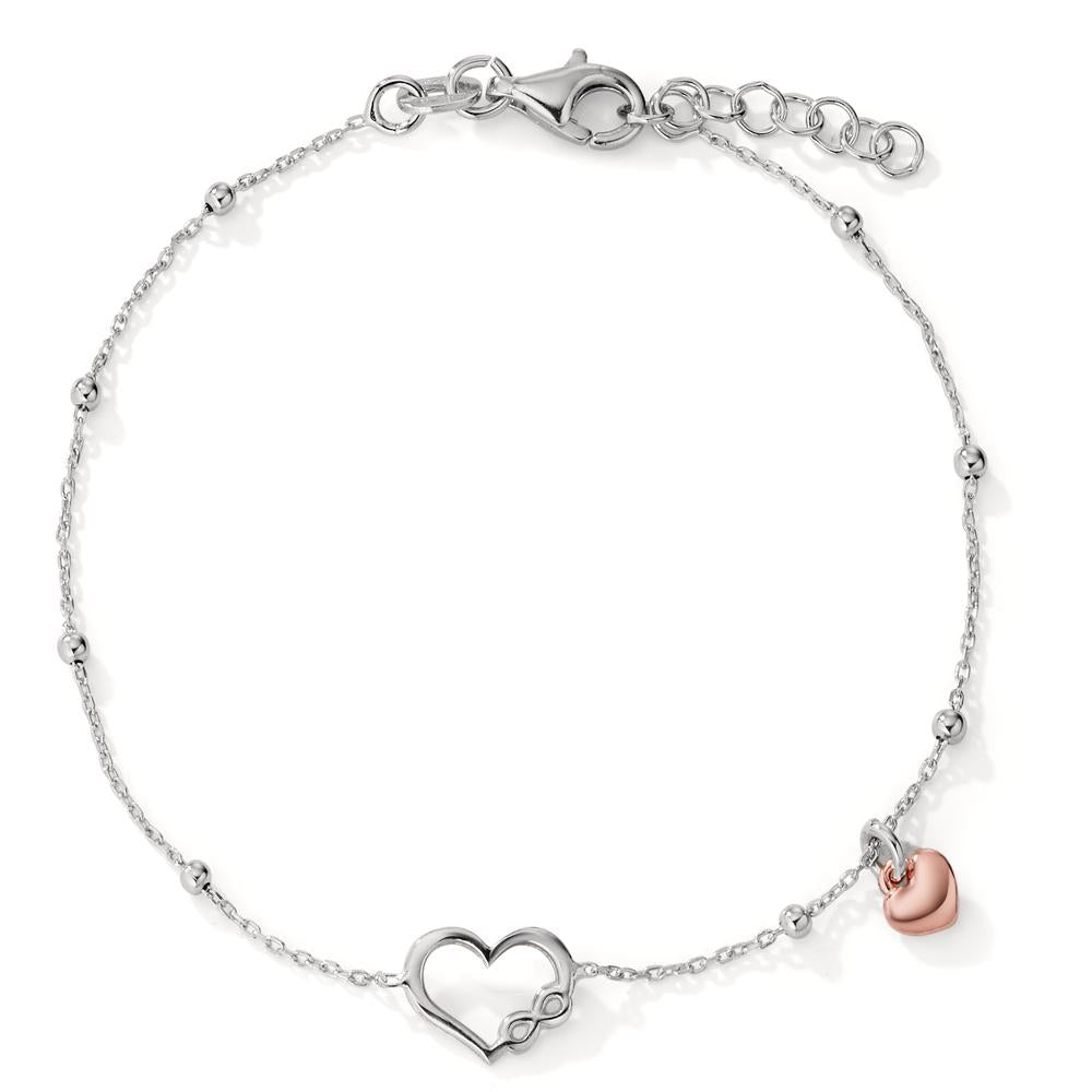 Bracciale Argento rosa bicolore Cuore 17-19 cm