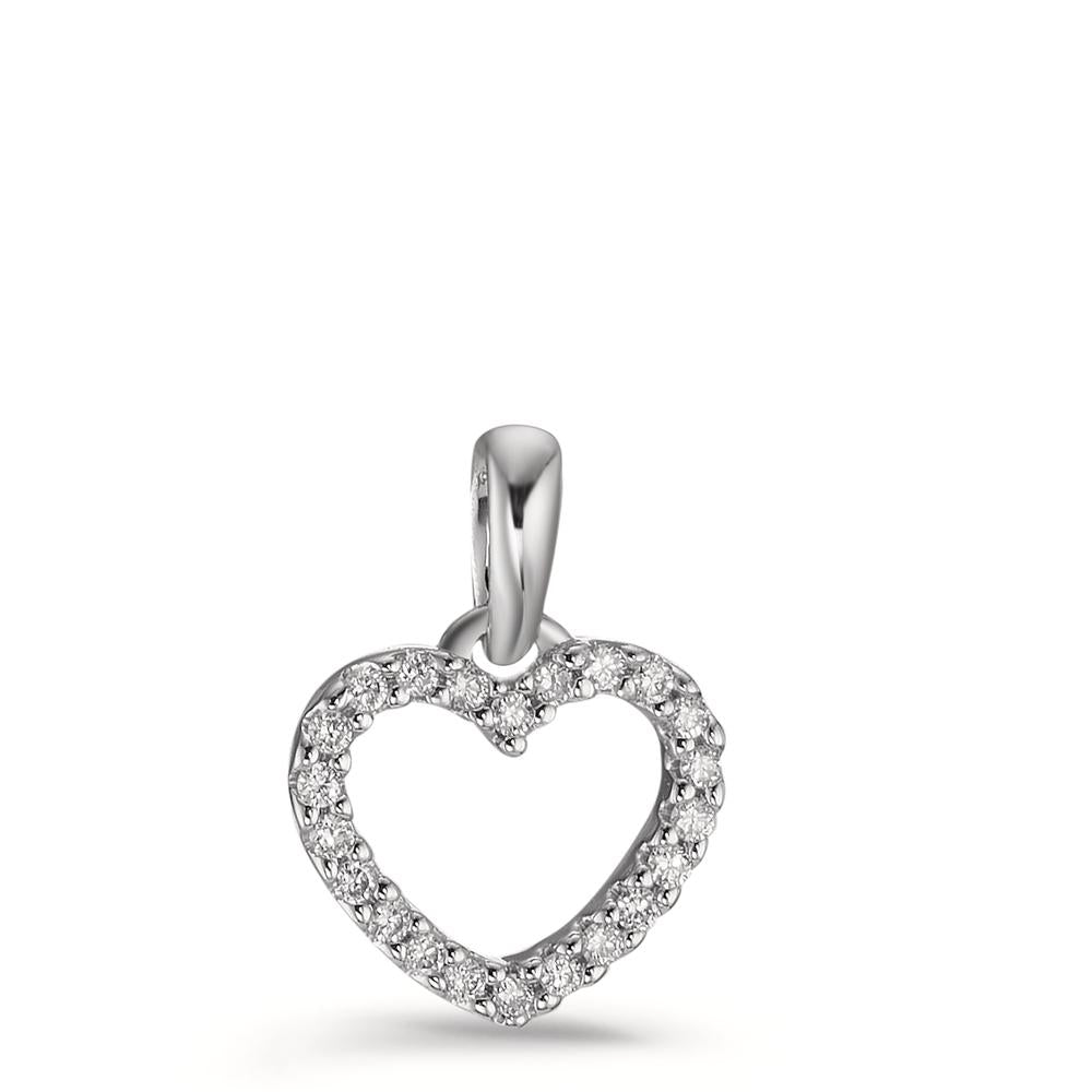 Ciondolo Oro bianco 750/18 carati Diamante 0.11 ct, 22 pietra, w-si Cuore Ø10 mm