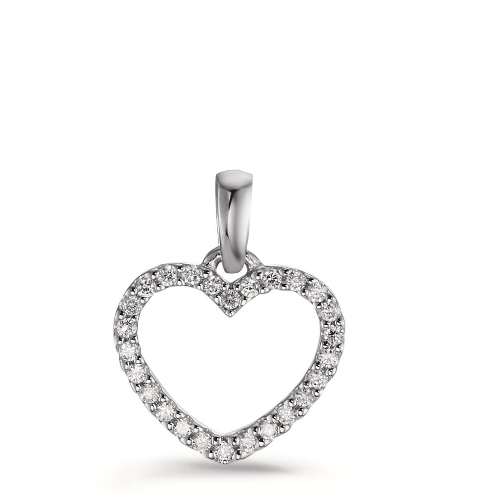 Ciondolo Oro bianco 750/18 carati Diamante 0.13 ct, 26 pietra, w-si Cuore Ø11 mm