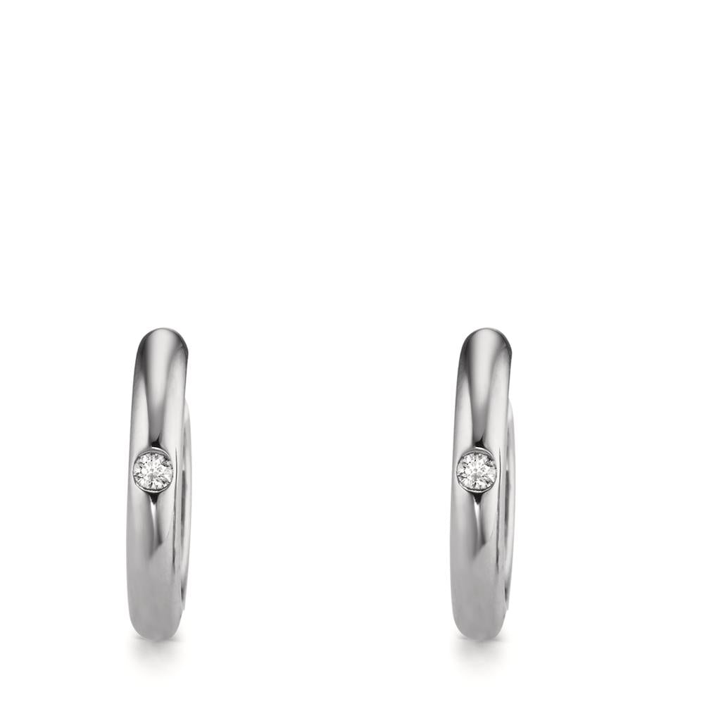 Orecchini circolari Oro bianco 375/9K Diamante 0.04 ct, 2 pietra, w-si