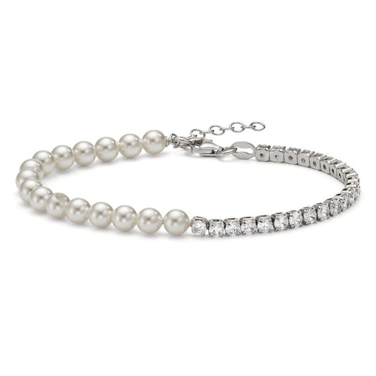 Bracciale Argento Zirconia 23 pietra rodiato 17-19.5 cm