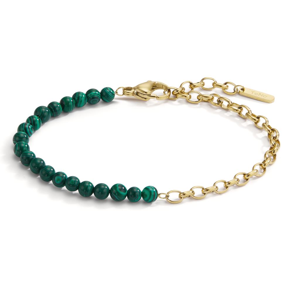 Bracciale Acciaio inossidabile Malachite verde giallo rivestimento IP 17.5-19.5 cm Ø4 mm