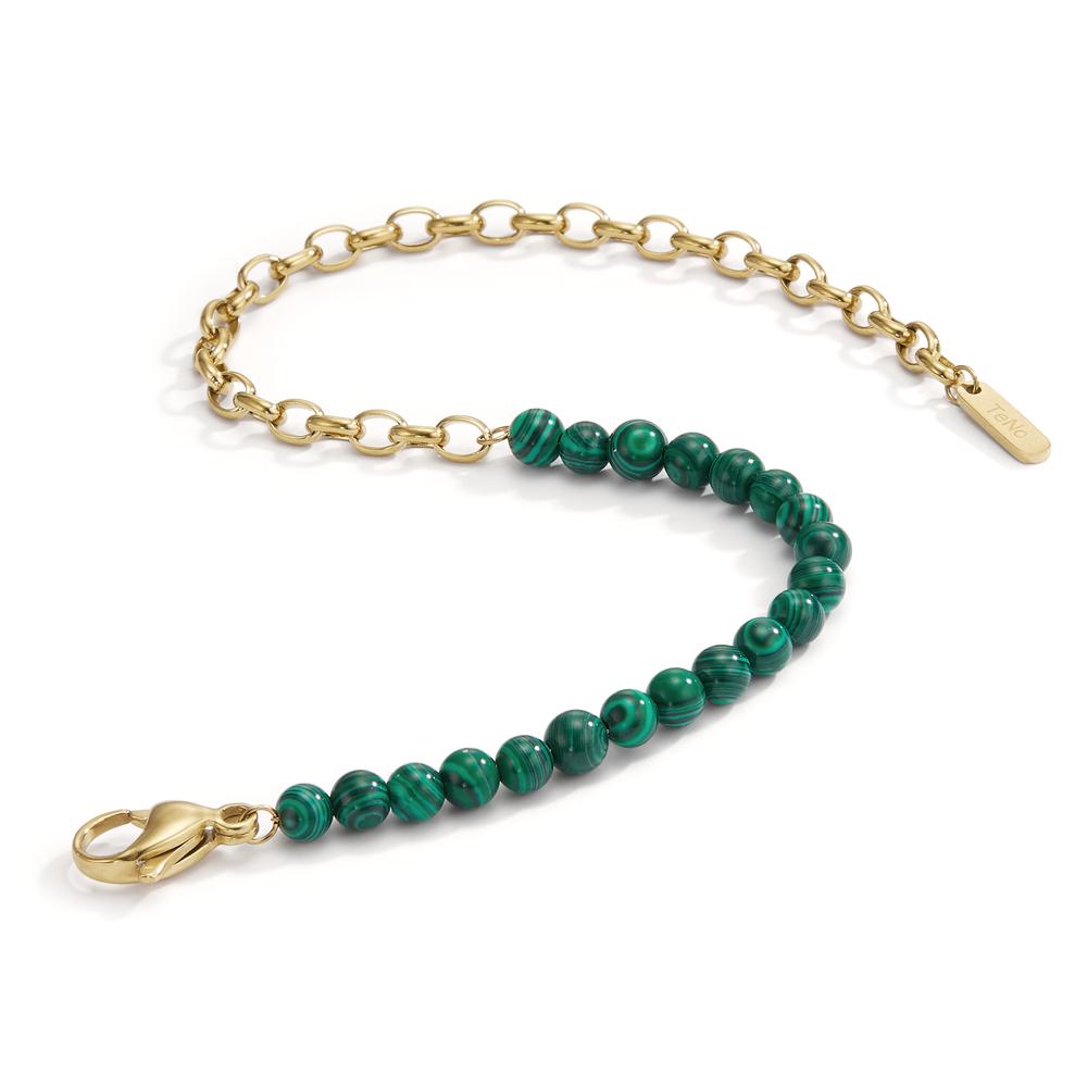 Bracciale Acciaio inossidabile Malachite verde giallo rivestimento IP 17.5-19.5 cm Ø4 mm