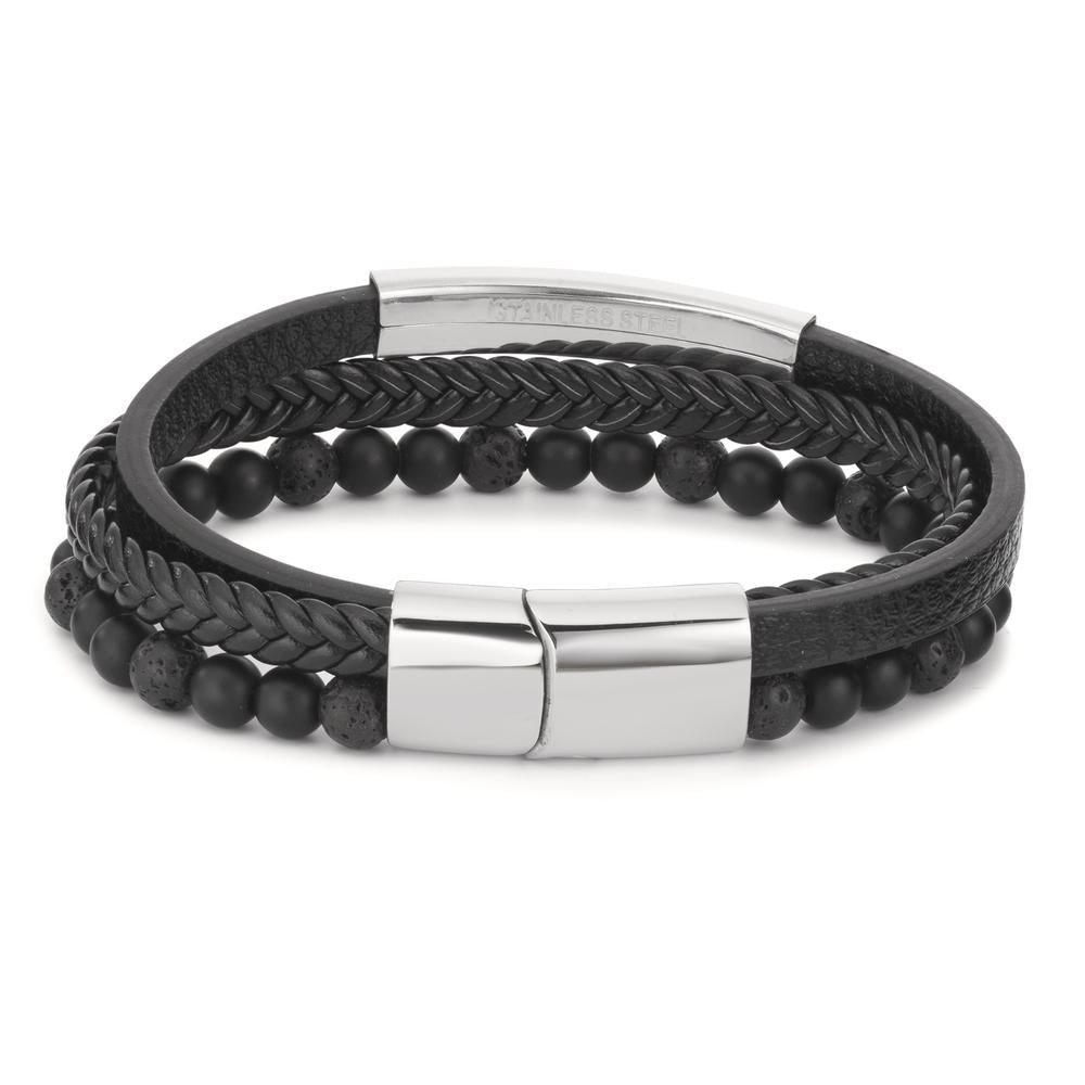 Bracciale con incisione Acciaio inossidabile, Imitazione di pelle Lava 20.5 cm