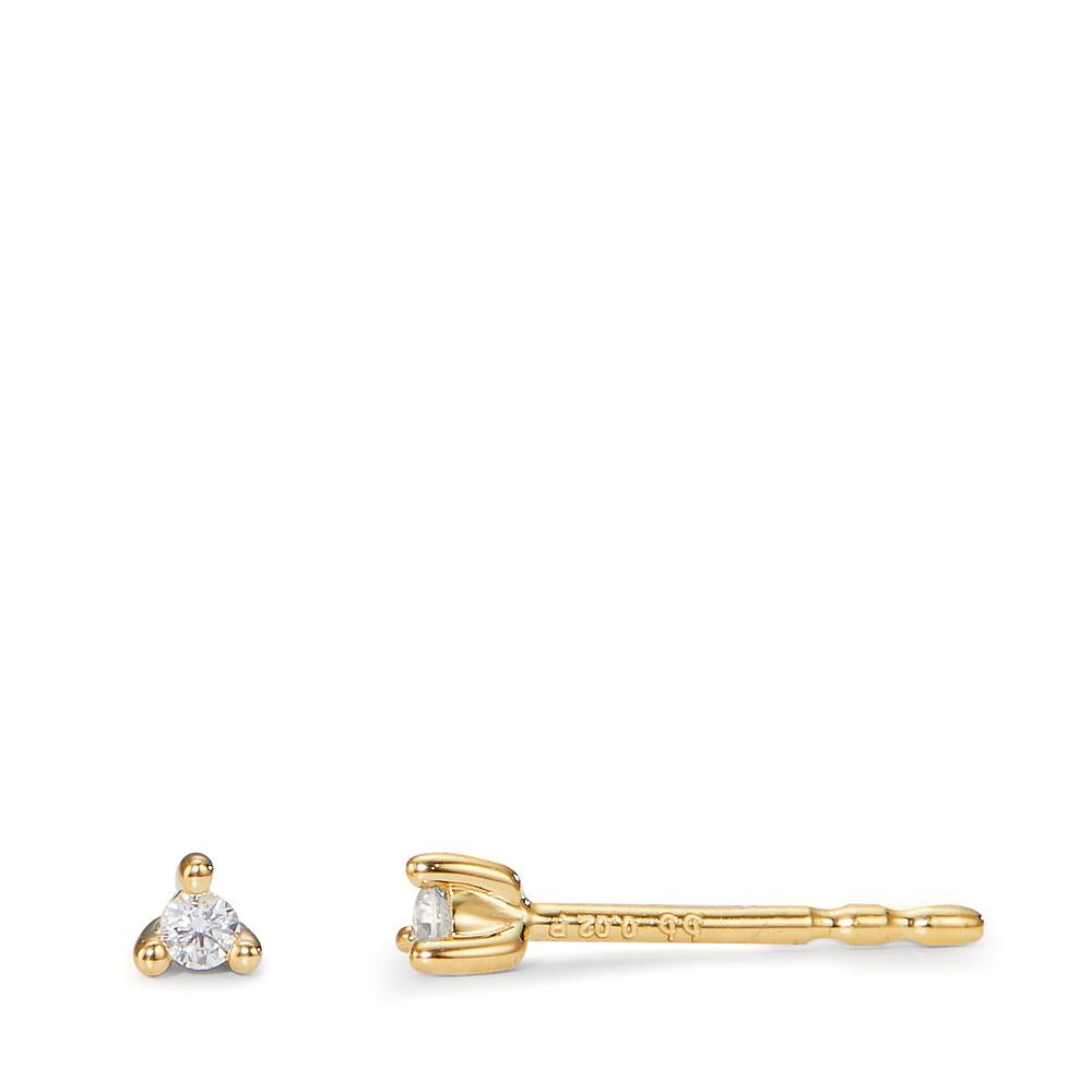 Orecchini a bottone Oro giallo 750/18 carati Diamante 0.04 ct, 2 pietra, w-pi1 Ø2.5 mm