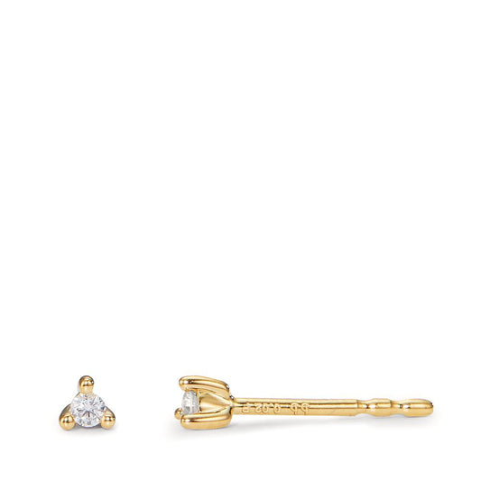 Orecchini a bottone Oro giallo 750/18 carati Diamante 0.04 ct, 2 pietra, w-pi1 Ø2.5 mm