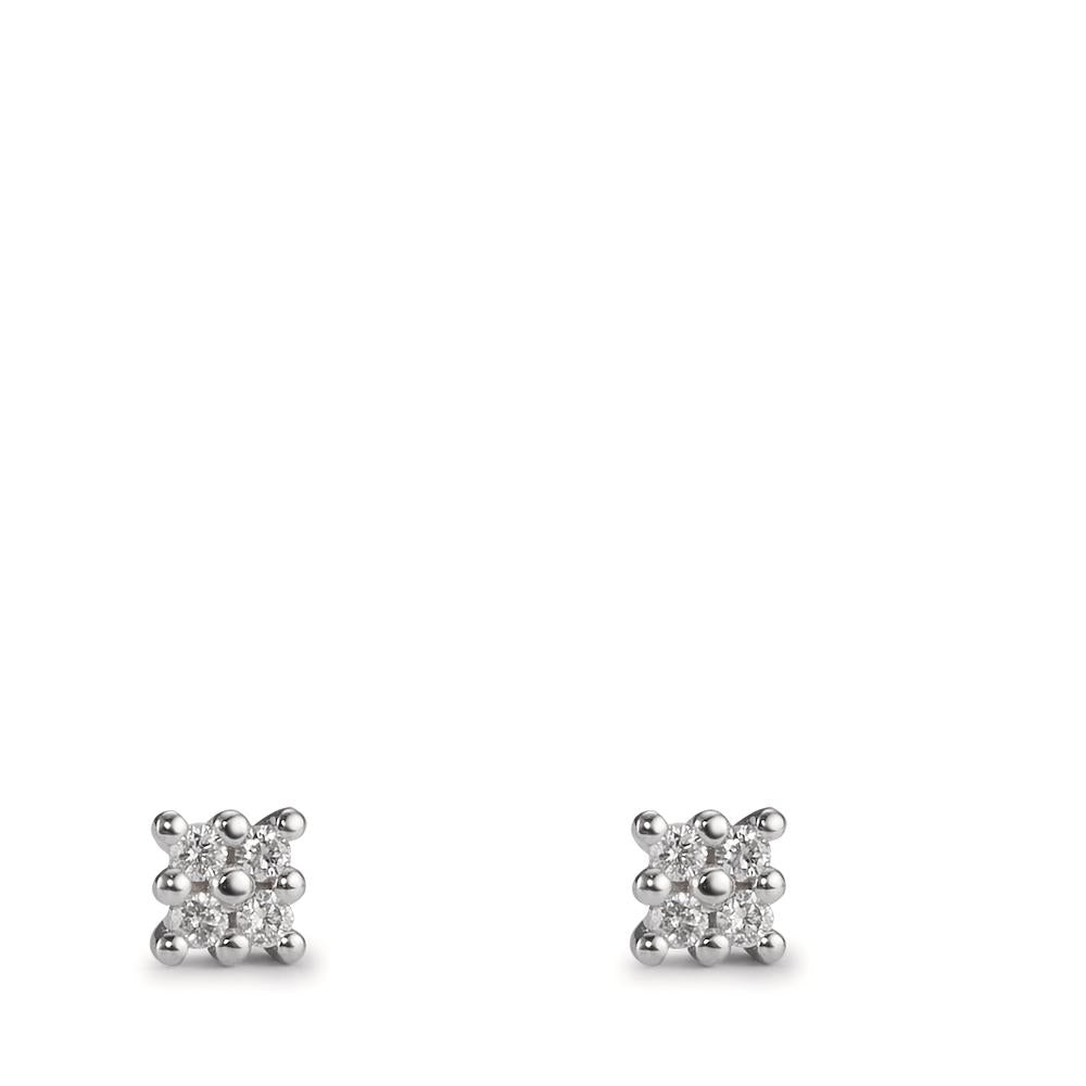 Orecchini a bottone Oro bianco 750/18 carati Diamante 0.06 ct, 8 pietra, w-pi1 Ø3.5 mm