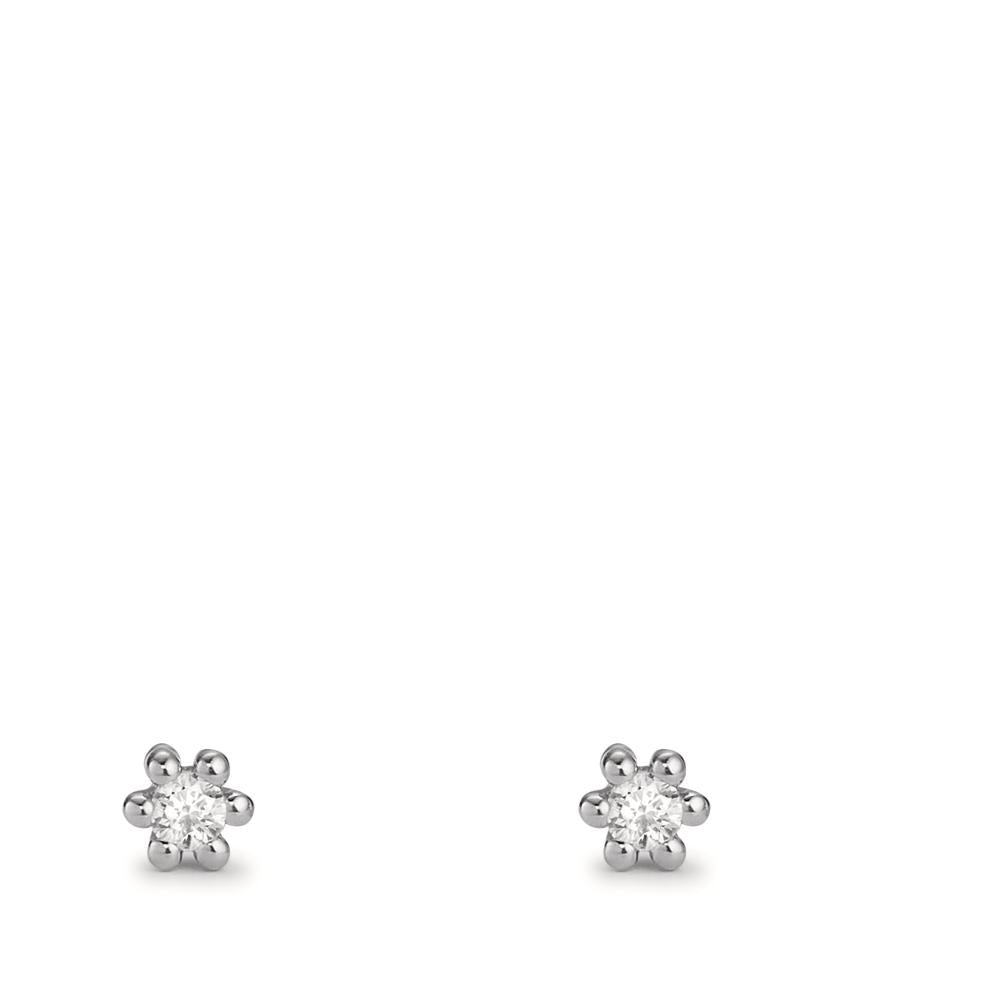 Orecchini a bottone Oro bianco 750/18 carati Diamante 0.04 ct, 2 pietra, w-pi1 Ø3 mm