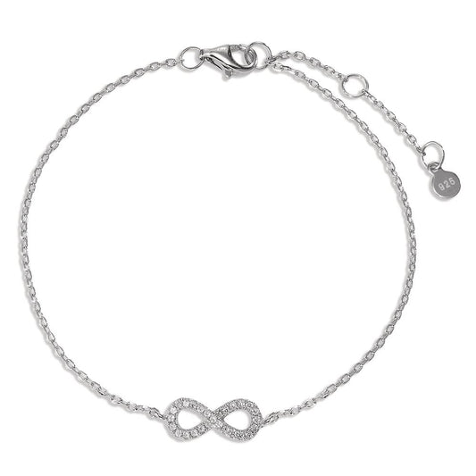 Bracciale Argento Zirconia rodiato Infinito 16-20 cm