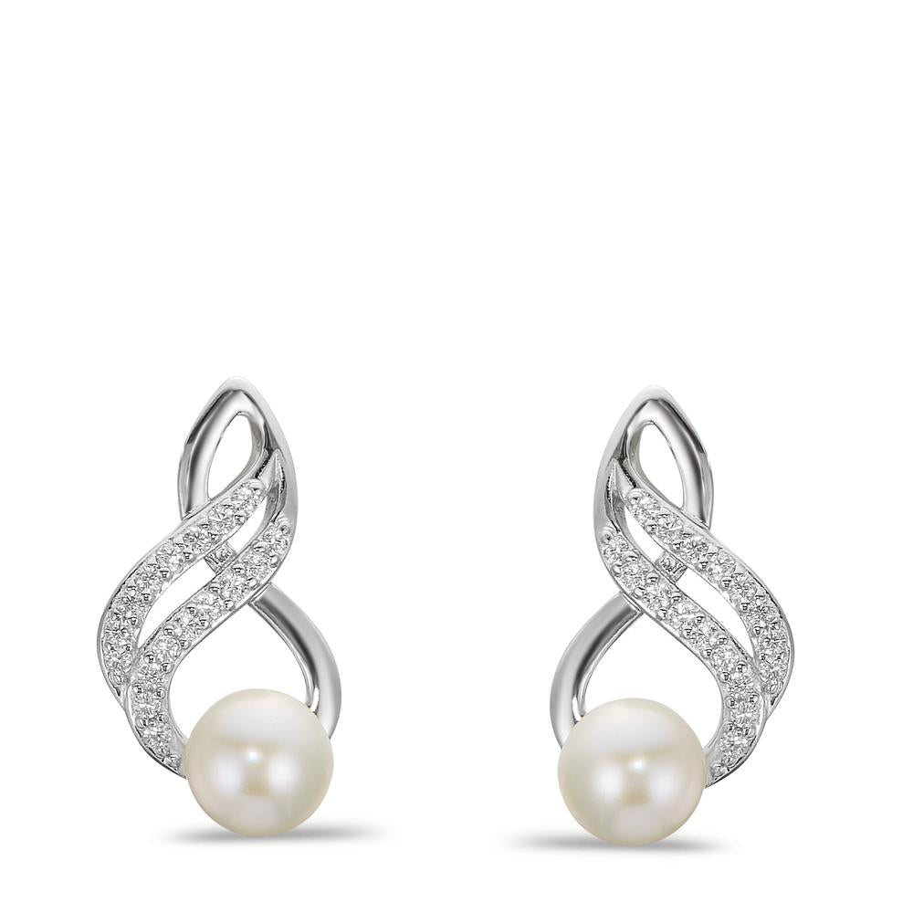 Orecchini Argento Zirconia bianco rodiato Perla coltivata d'acqua dolce