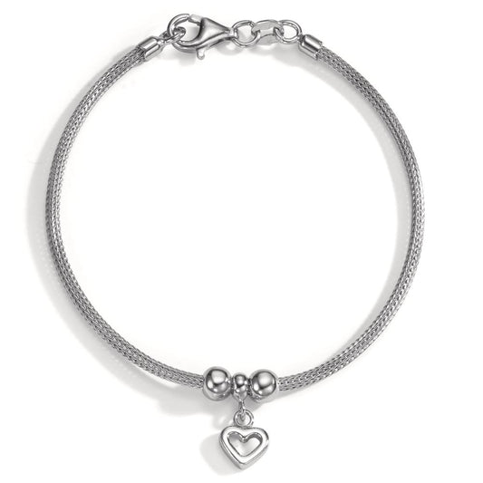 Bracciale Argento rodiato Cuore 18.5 cm