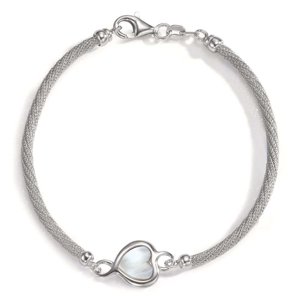 Bracciale Argento rodiato Madreperla Cuore 19 cm