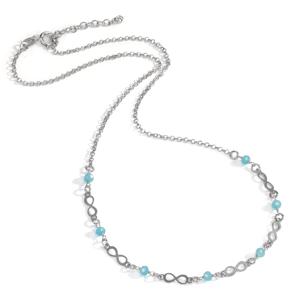 Collana Argento Cristallo acqua, 7 pietra rodiato Infinito 42-45 cm