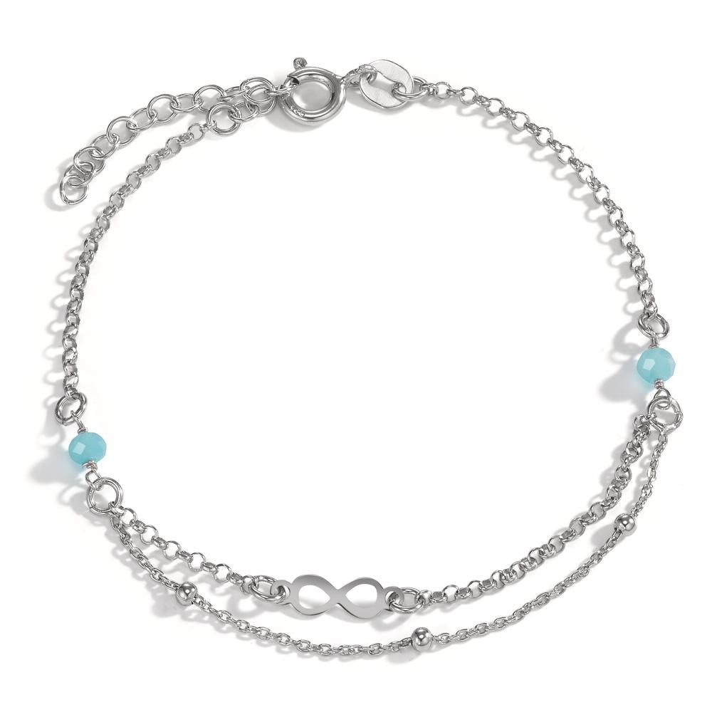 Bracciale Argento Cristallo acqua, 2 pietra rodiato Infinito 17-20 cm