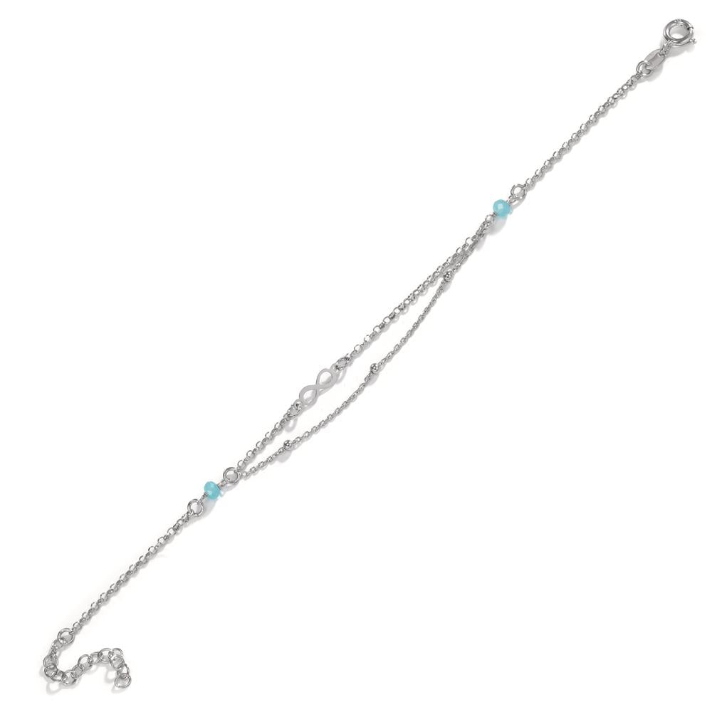 Bracciale Argento Cristallo acqua, 2 pietra rodiato Infinito 17-20 cm