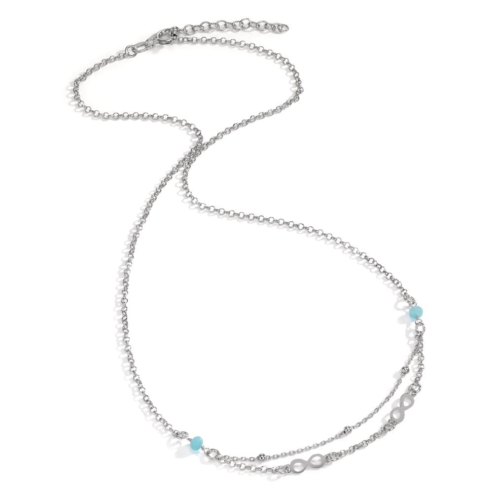 Collana Argento Cristallo acqua, 2 pietra rodiato Infinito 38-41 cm