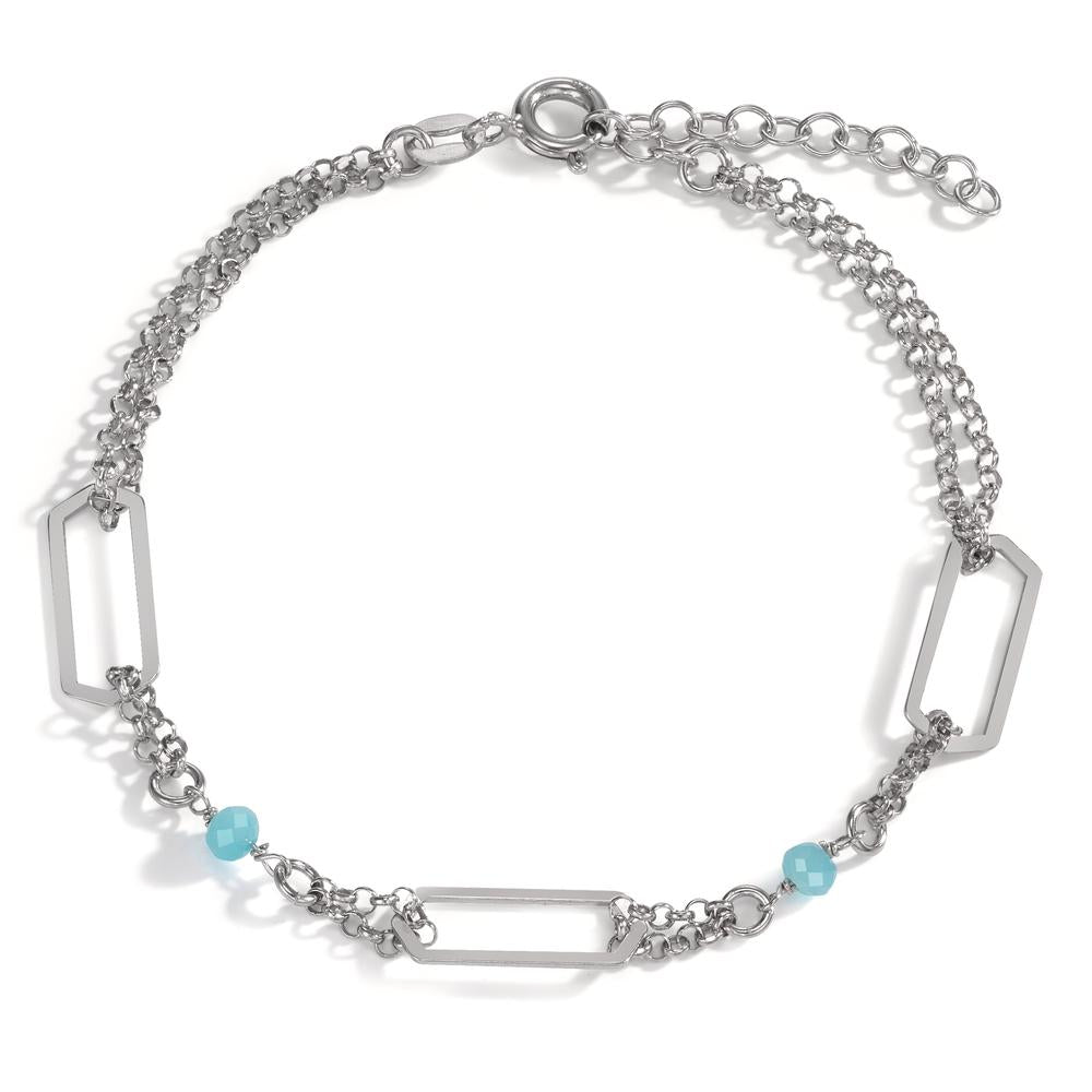 Bracciale Argento Cristallo acqua, 2 pietra rodiato 17-20 cm