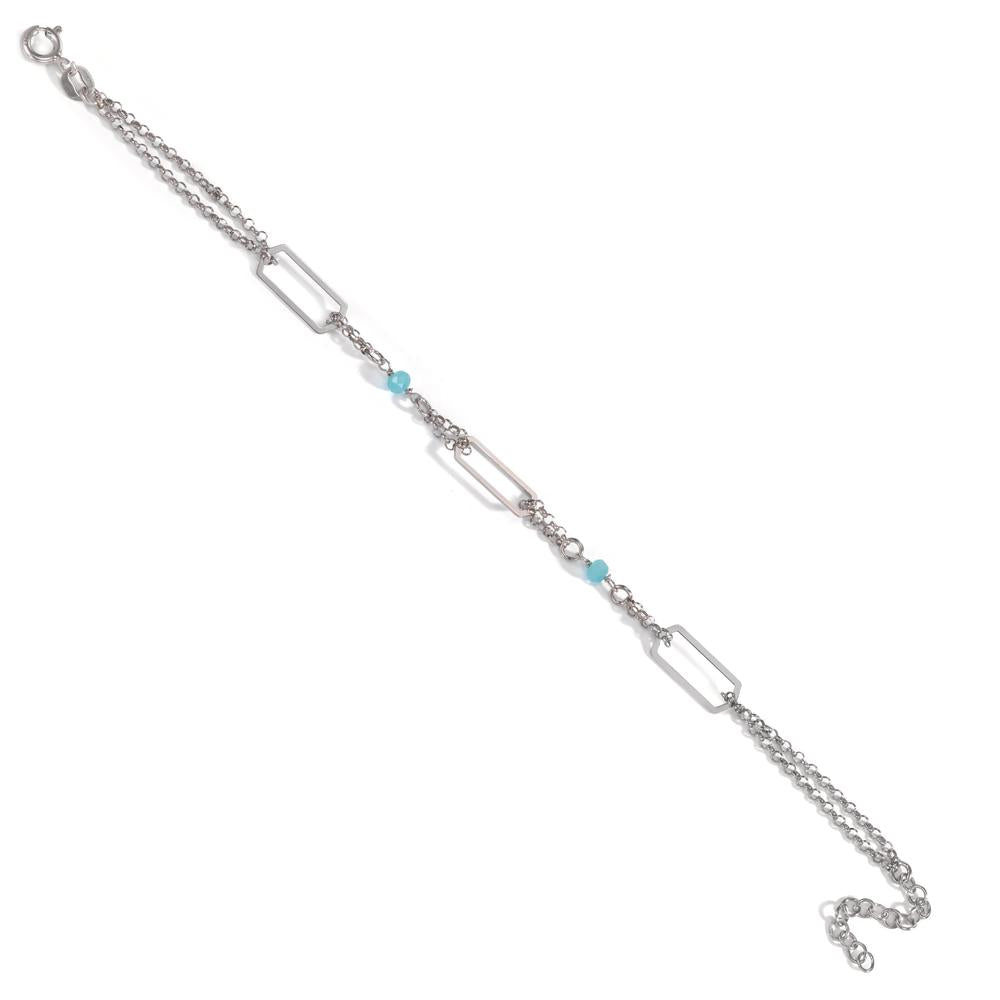 Bracciale Argento Cristallo acqua, 2 pietra rodiato 17-20 cm