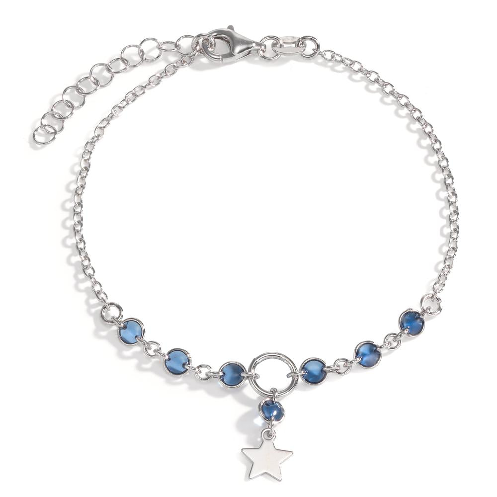 Bracciale Argento Cristallo blu, 7 pietra rodiato Stella 17-20 cm