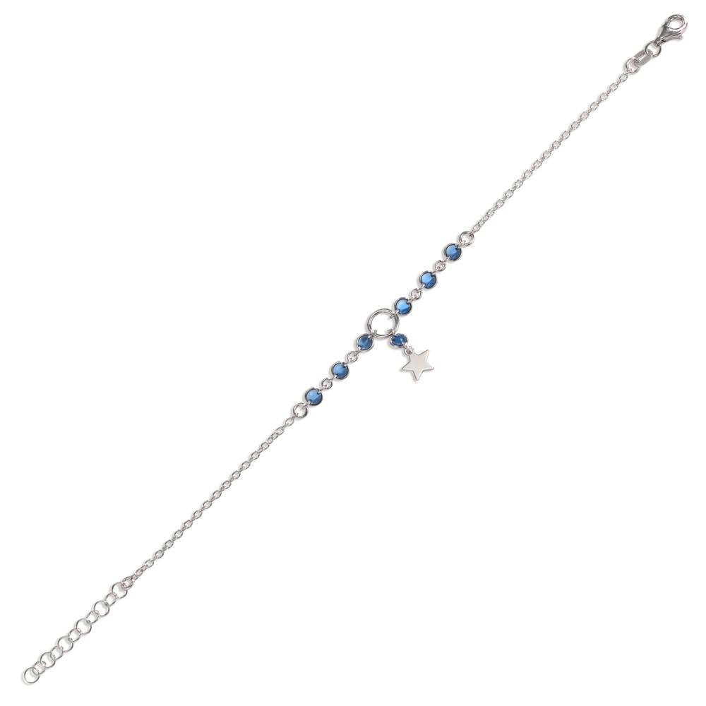 Bracciale Argento Cristallo blu, 7 pietra rodiato Stella 17-20 cm