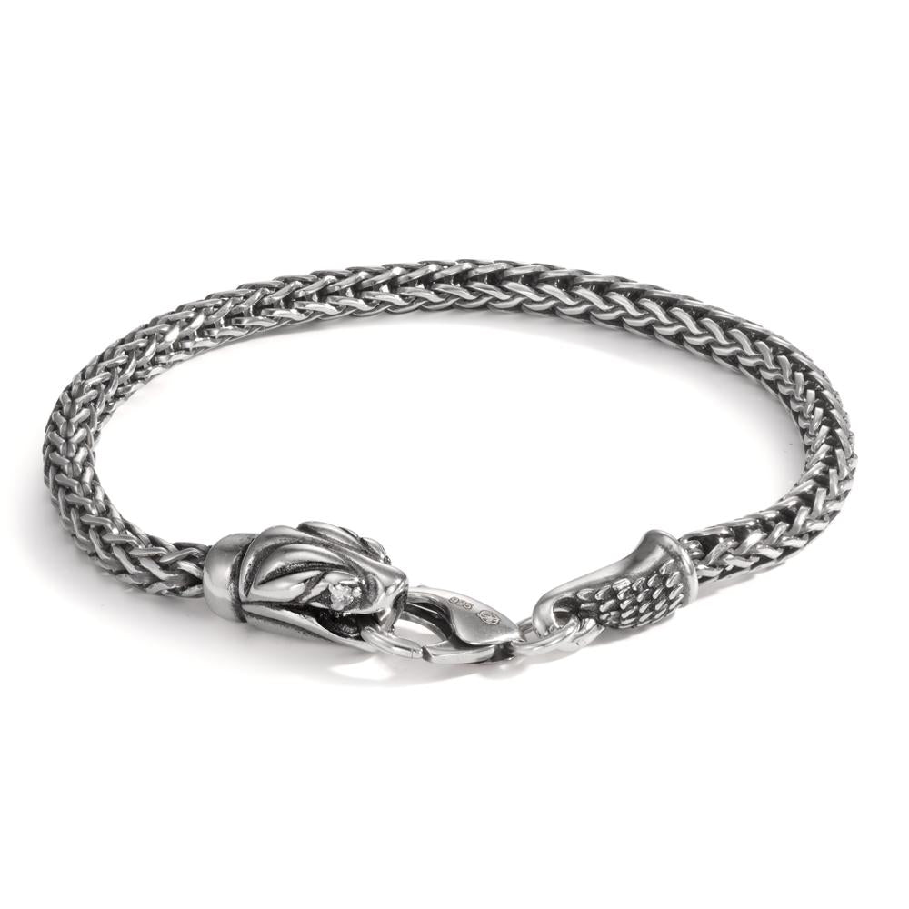 Bracciale Argento Zirconia 2 pietra patinato Linea 22 cm