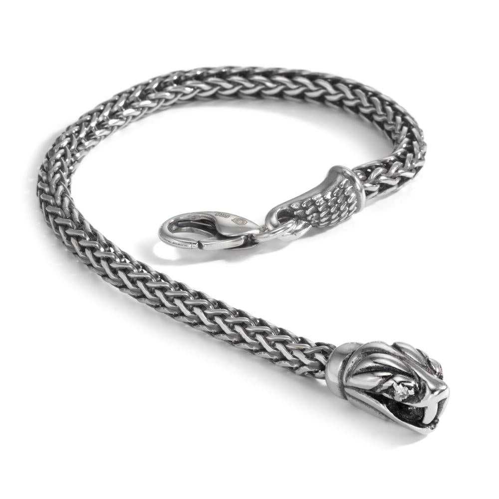 Bracciale Argento Zirconia 2 pietra patinato Linea 22 cm