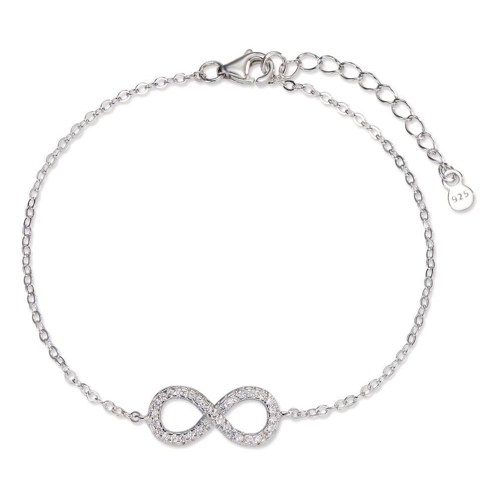 Bracciale Argento Zirconia rodiato Infinito 17-20 cm