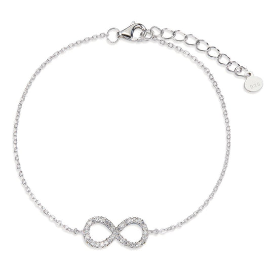 Bracciale Argento Zirconia rodiato Infinito 17-20 cm