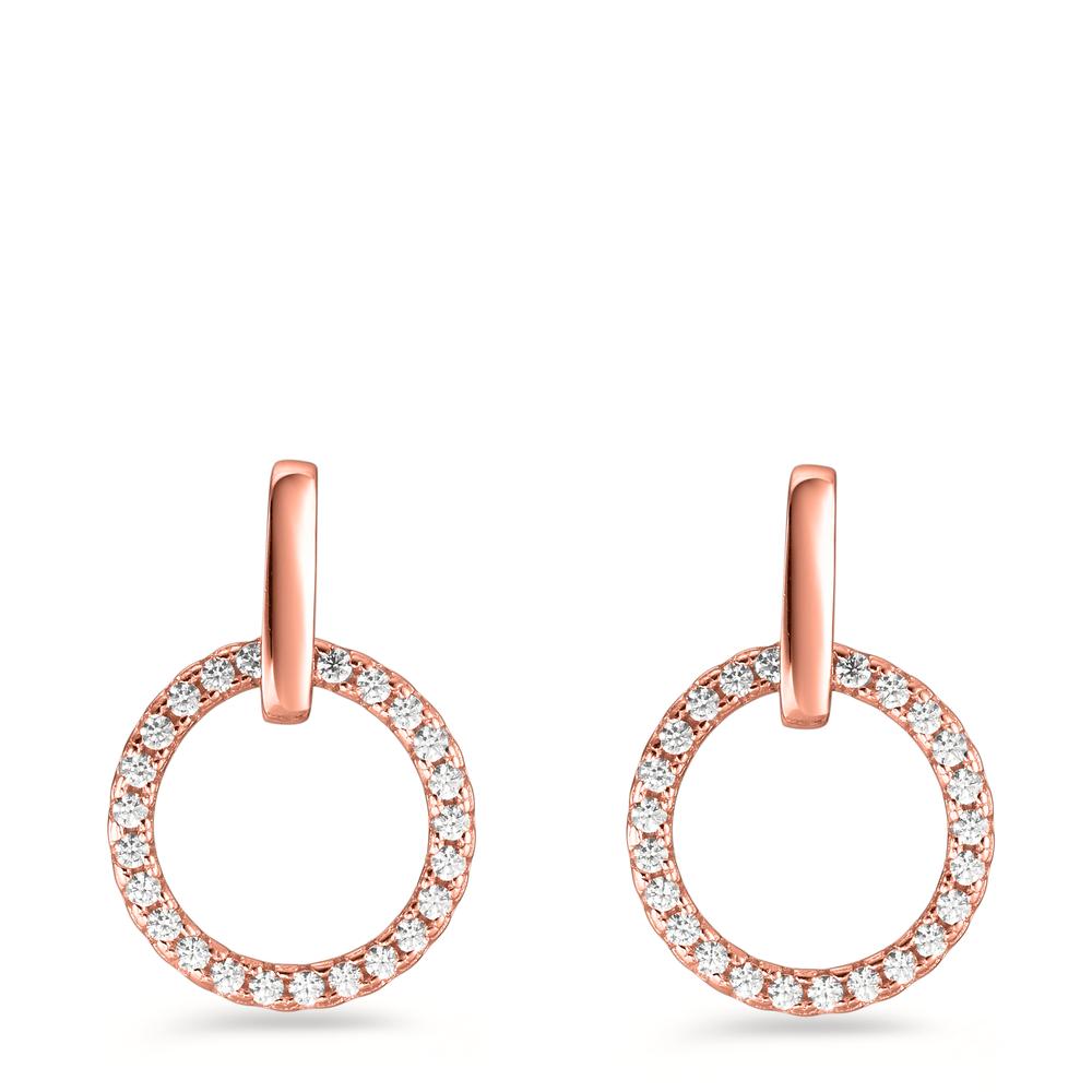 Orecchini Argento Zirconia rosa dorato Ø13 mm