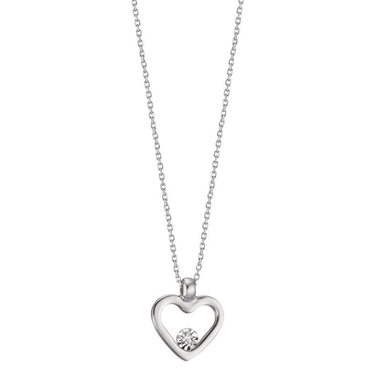 Collana Oro bianco 750/18 carati Diamante 0.008 ct, w-si Cuore 40-42 cm Ø9 mm