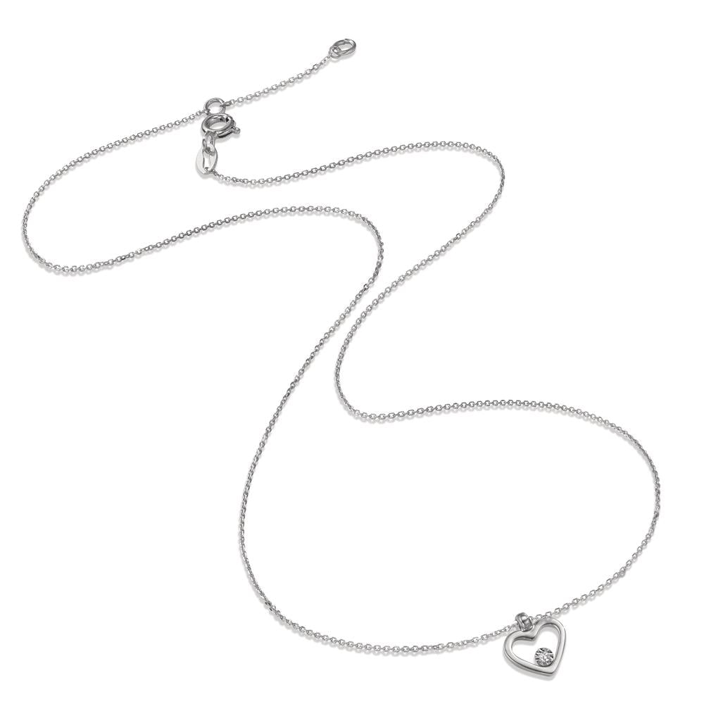 Collana Oro bianco 750/18 carati Diamante 0.008 ct, w-si Cuore 40-42 cm Ø9 mm