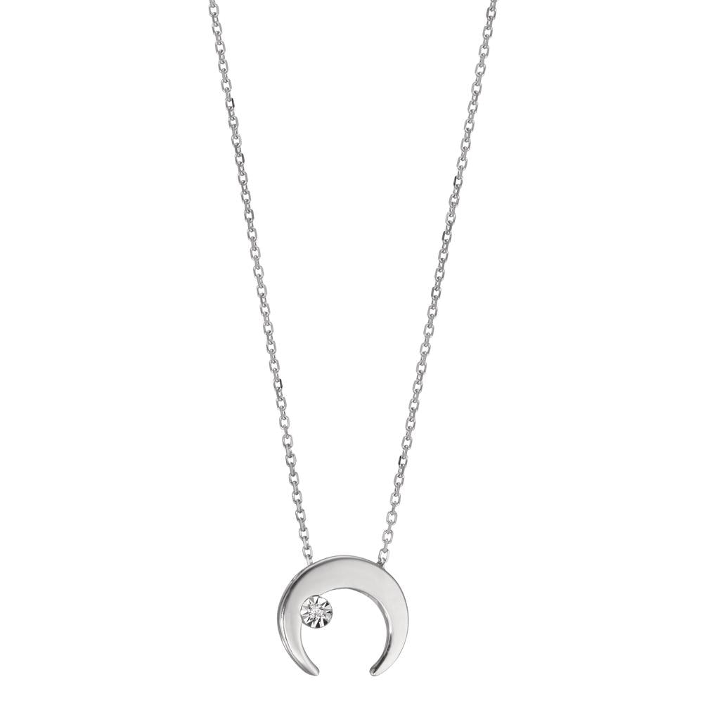 Collana Oro bianco 750/18 carati Diamante 0.005 ct, w-si Luna 40-42 cm Ø8.5 mm