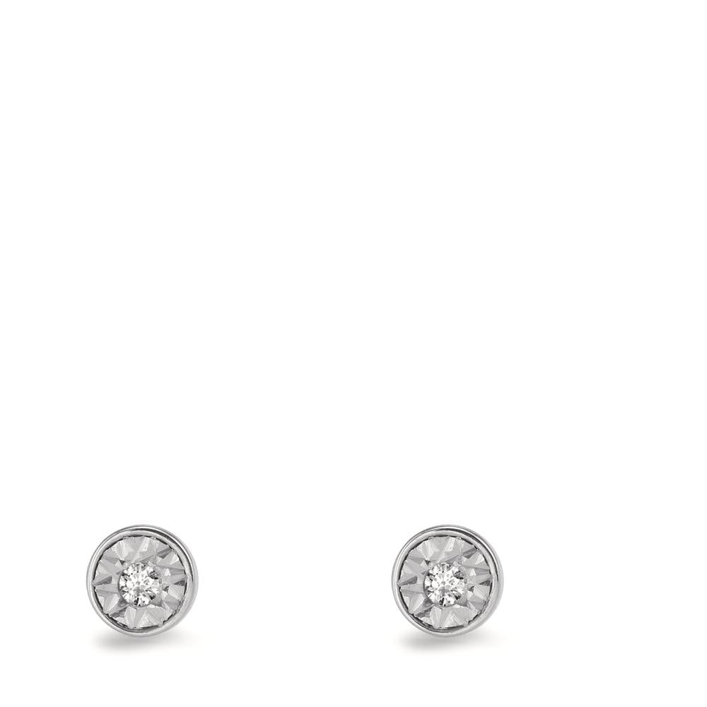 Orecchini a bottone Oro bianco 750/18 carati Diamante 0.03 ct, 2 pietra, w-si Ø4 mm