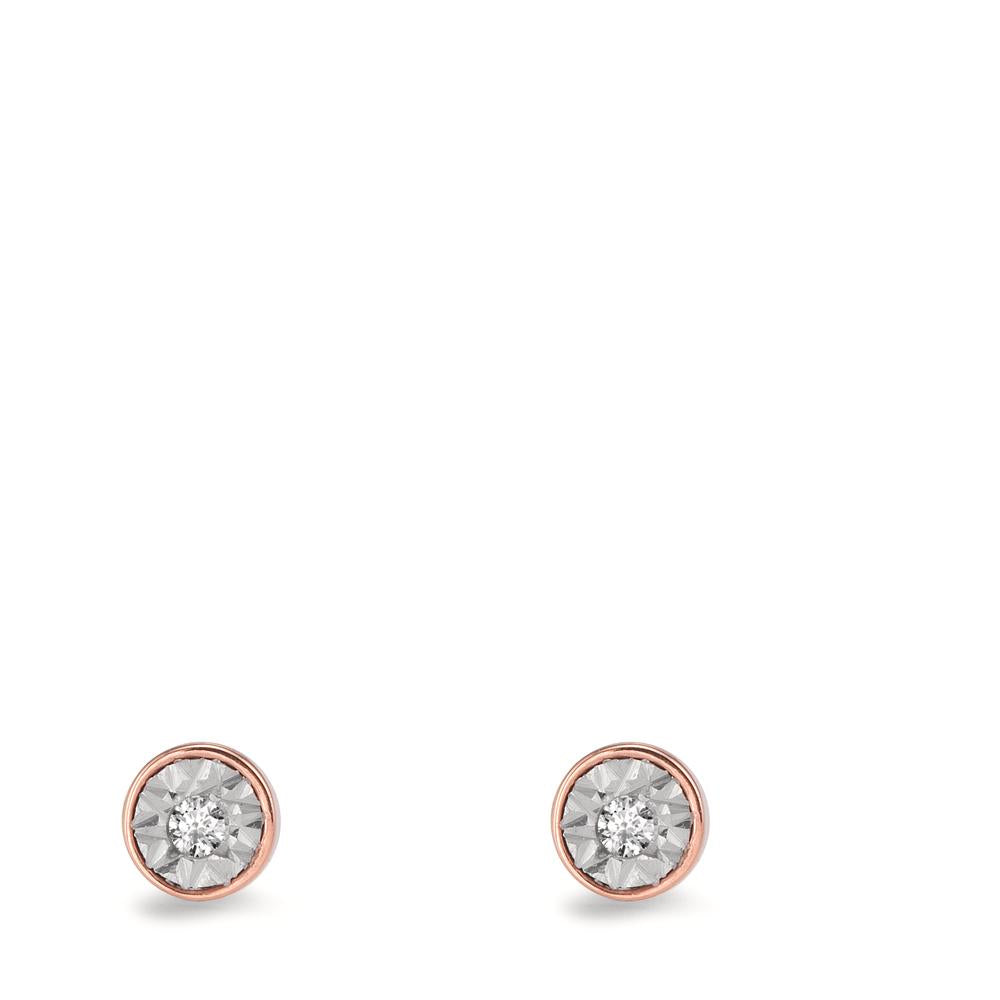 Orecchini a bottone Oro rosso 750/18 carati Diamante 0.03 ct, 2 pietra, w-si Ø4 mm