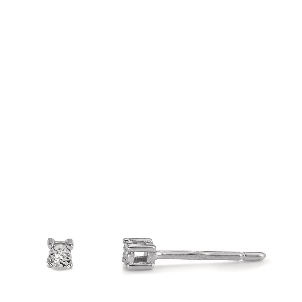 Orecchini a bottone Oro bianco 750/18 carati Diamante 0.02 ct, 2 pietra, w-si Ø2.5 mm