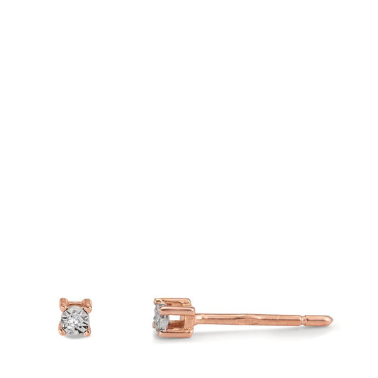 Orecchini a bottone Oro rosso 750/18 carati Diamante 0.02 ct, 2 pietra, w-si Ø2.5 mm