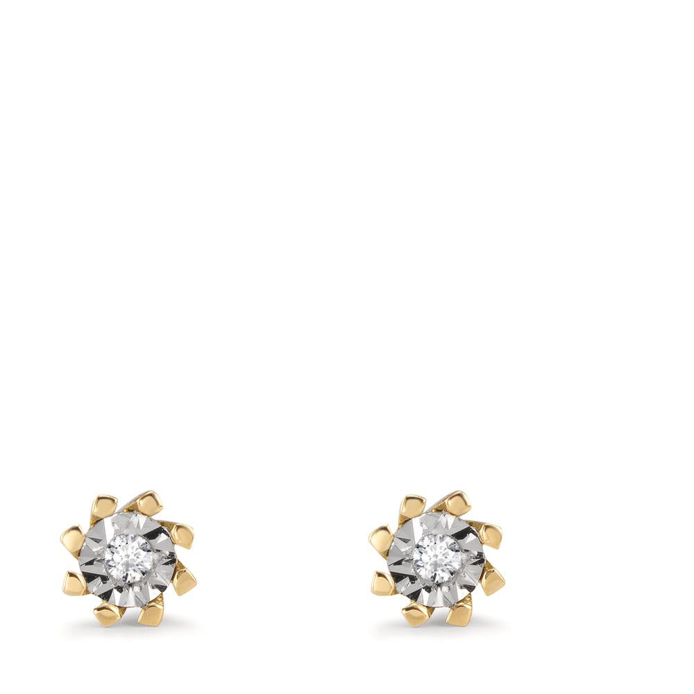 Orecchini a bottone Oro giallo 750/18 carati Diamante 0.05 ct, 2 pietra, w-si Ø5 mm