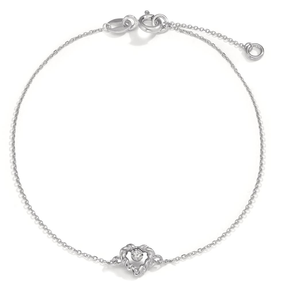 Bracciale Oro bianco 750/18 carati Diamante 0.005 ct, w-si Cuore 15.5-17.5 cm Ø5.5 mm