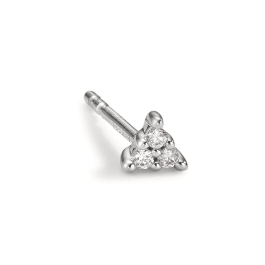 Orecchini a bottone 1 pz Oro bianco 750/18 carati Diamante 0.025 ct, 3 pietra, w-pi1 Ø3.5 mm