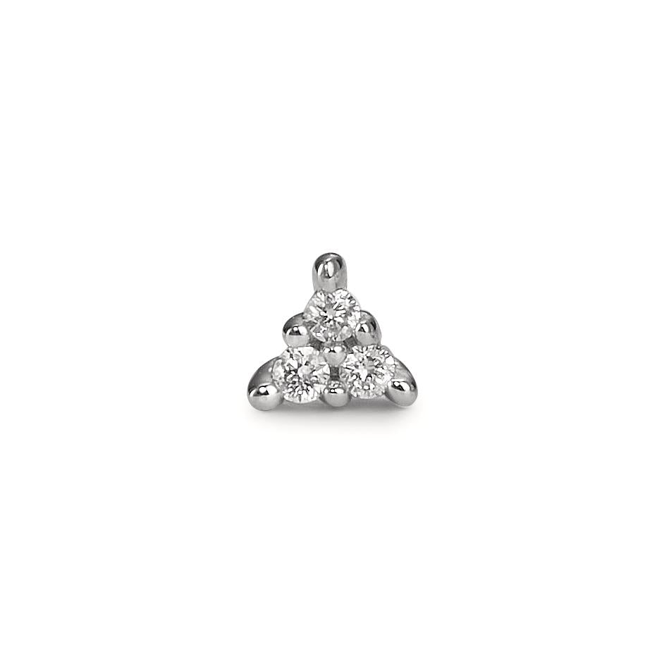 Orecchini a bottone 1 pz Oro bianco 750/18 carati Diamante 0.025 ct, 3 pietra, w-pi1 Ø3.5 mm